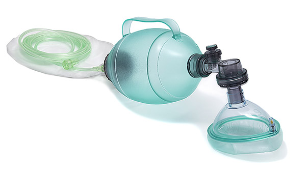  BVM resuscitator, adult, 1.5L bag, with pressure relief valve (60cm H₂0), size 5 mask