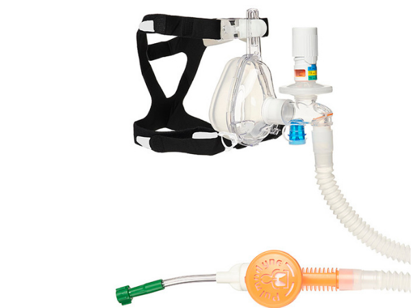O2-MAX™ Fixed System with expandable tube, 3-SET™ adjustable PEEP valve and BiTrac ED Mask, large adult