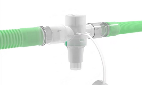 Self sealing T-piece kit for in-line nebulisation