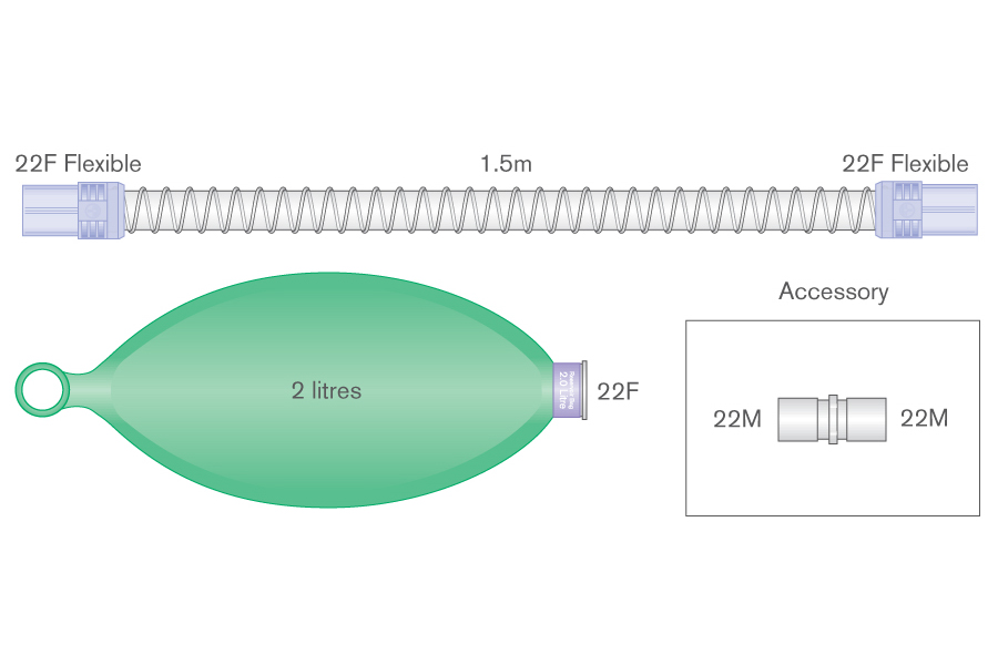 22mm Smoothbore bagging limb with 2 L bag, ≥ 1.5m