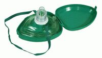 Pocket mask with supplementary oxygen connector, headstrap, filter and protective carry case