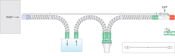 22mm Smoothbore breathing system with pressure monitoring kit and water trap, with 0.4m limb, ≥ 1.6m