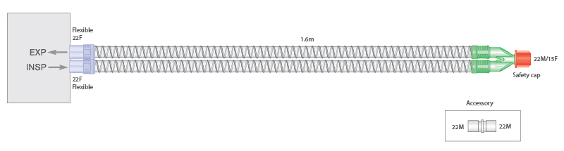 22mm Smoothbore breathing system, ≥ 1.6m