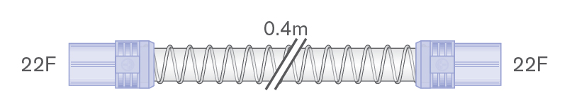 22mm Smoothbore tube with soft end connectors, 22F-22F, 0.4m