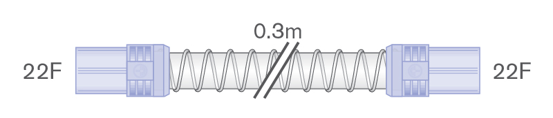 22mm Smoothbore tube with soft end connectors, 22F-22F, 0.3m