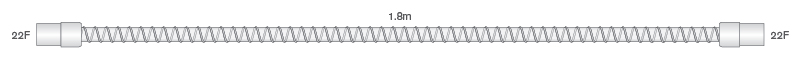 15mm Smoothbore polypropylene tube with soft end connectors, 22F-22F, 1.8m